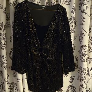 Elementz Black Sequin 3/4 Sleeve Blouse